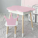 Новинка! Дитячий стіл рожевий хмарка з нішею і стільчик корона рожевий 93061, фото 2