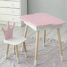 Новинка! Дитячий стіл рожевий хмарка з нішею і стільчик корона рожевий 93061, фото 5