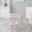 Новинка! Дитячий стіл рожевий хмарка з нішею і стільчик корона рожевий 93061, фото 8