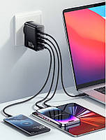 Мережевий зарядний пристрій Essager 100W GaN 4 Travel Charger 2 Type-C + 2 Type-A Black (ES-CD37), фото 5