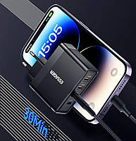 Мережевий зарядний пристрій Essager 100W GaN 4 Travel Charger 2 Type-C + 2 Type-A Black (ES-CD37), фото 8