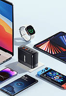 Мережевий зарядний пристрій Essager 100W GaN 4 Travel Charger 2 Type-C + 2 Type-A Black (ES-CD37), фото 7