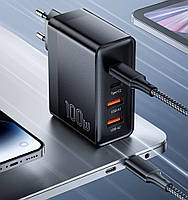 Мережевий зарядний пристрій Essager 100W GaN 4 Travel Charger 2 Type-C + 2 Type-A Black (ES-CD37), фото 4