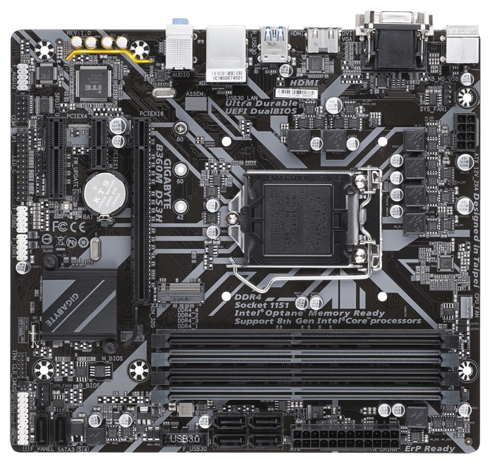 Материнская плата Gigabyte B360M DS3H (s1151 v2, Intel B360, M.2 , PCI-Ex16), фото 1