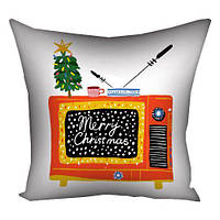 Подушка з принтом габардинова Merry Christmas. TV 50x50 см (5P_25NG006)