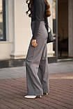 Жіночі класичні штани теплі прямі сірі твід, фото 5