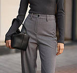 Жіночі класичні штани теплі прямі сірі твід, фото 7