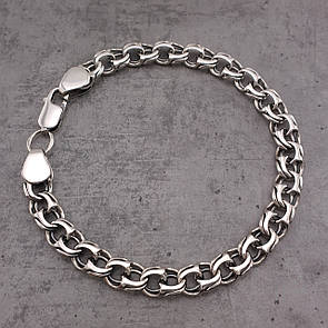 Срібний браслет чоловічий Бісмарк. Чорнений браслет на руку срібло 925 ширина 7 мм. Довжина 21 см