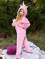 Кигуруми Единорог (розовый), махра-велсофт (размер 5: 150-155 см)