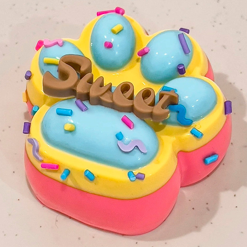 Іграшка Ексклюзивна Тютюн Лапка Sweet триколірний сквіш-антистрес лапка котика для дітей (l_13393), фото 1