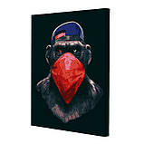 Комплект картин за номерами на чорному полотні Riviera Blanca Gangster Monkey (ITR-099) 3 шт в наборі, фото 4