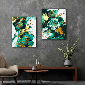 Набір картин з поталлю за номерами Riviera Blanca Вишукані квіти (ITR-100) 2 шт в наборі