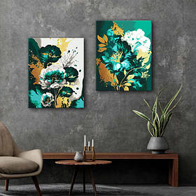 Набір картин з поталлю за номерами Riviera Blanca Смарагдова розкіш (ITR-101) 2 шт в наборі