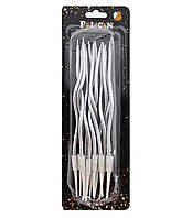 Набір свічок для торта коктейльні срібний 12см в упаковці 12шт