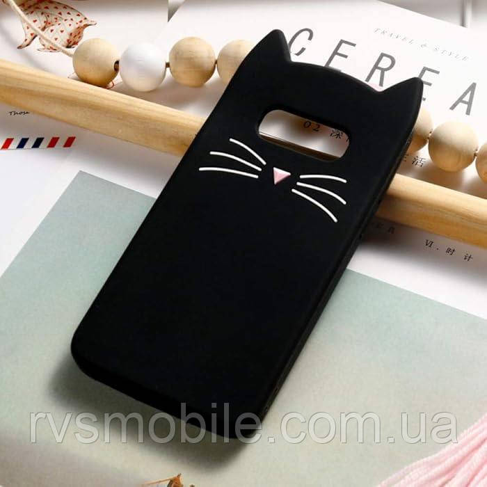 Силіконовий чохол для Samsung Galaxy S10е - Black Cat (Кіт з вусами), Чорний