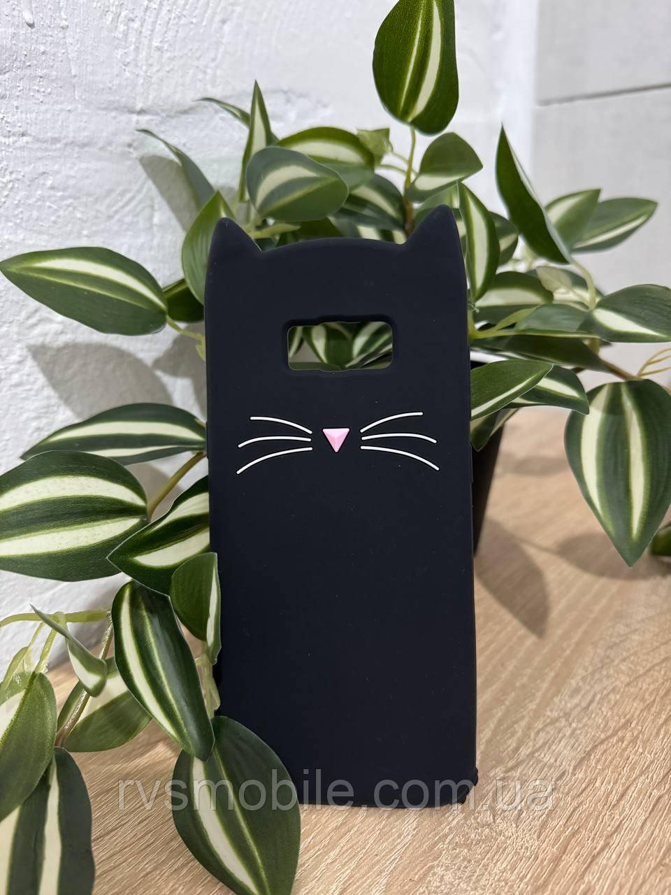 Силіконовий чохол для Samsung Galaxy S8 Plus - 3D Cat (Кіт з вусами), Чорний
