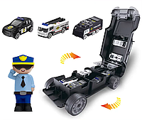 Ігровий набір із машини-гаражу Поліція, трьох спеціалізованих автомобілів і фігурки поліцейського
