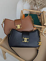 Сумка Celine Black багет чорна з короткою ручкою міні сумочка на плече на 1 відділення, фото 3
