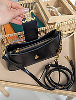Сумка Celine Black багет чорна з короткою ручкою міні сумочка на плече на 1 відділення, фото 6