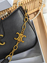 Сумка Celine Black багет чорна з короткою ручкою міні сумочка на плече на 1 відділення, фото 5