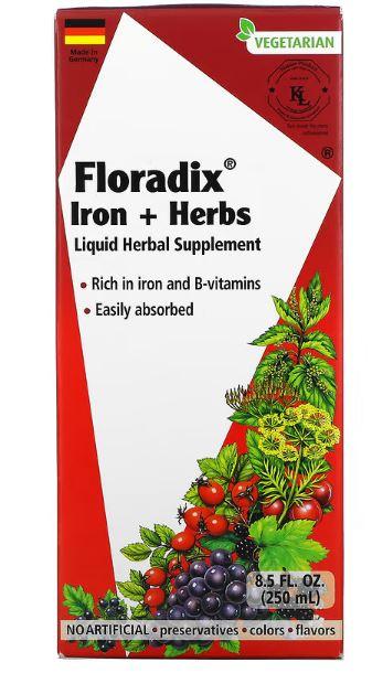 Рідка рослинна добавка із залізом і травами, Floradix, 250 мл (8,5 рідк. унції)
