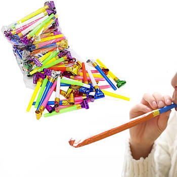 Набір карнавальних свистків 100 штук розмір 11 см 2889-10 Карнавальні свистки в упаковці 100 шт