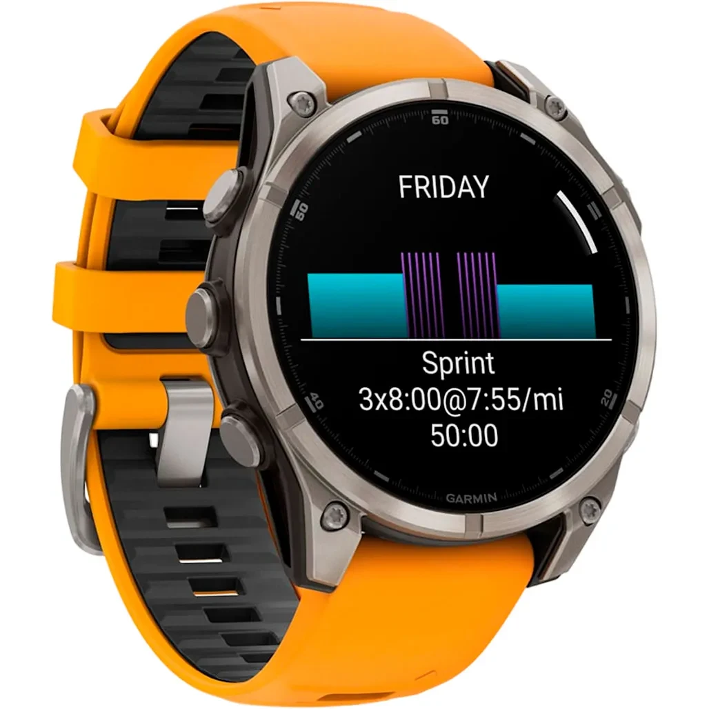 Garmin Fenix 8 47mm Sapphire Titanium w. Spark Orange/Graphite Silicone Band 010-02904-10/11 Розумний годинник, фото 1