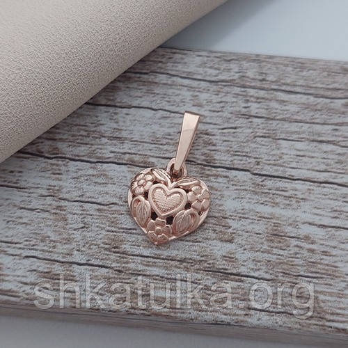 Підвіска золота сердечко з ажурна під ланцюжок або шнур без каменів 1.79