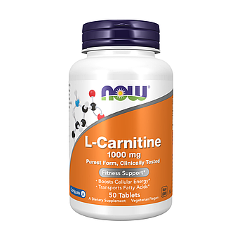 Now FoodsL-Carnitine 1000 мг Амінокислота L-карнітин 50 таблеток