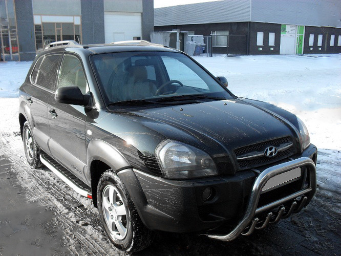Бічні пороги Fullmond на Hyundai Tucson JM 2004-2010 Пороги майданчика Хюндай Туксон 2 шт., фото 1