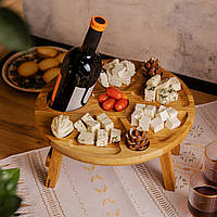 Менажниця на ніжках для подачі вина та закусок винний столик круглий 35 см