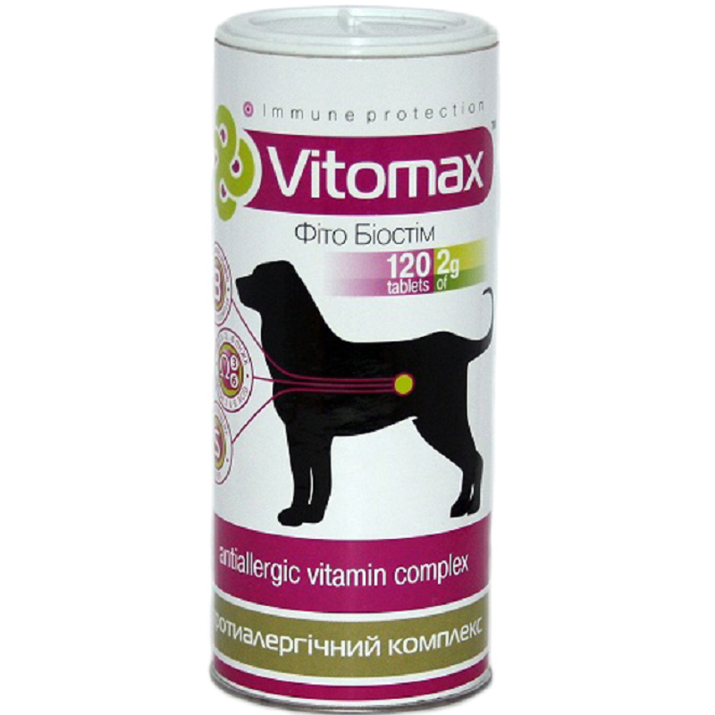 Вітаміни Vitomax для собак протиалергічний комплекс 120 таблеток 200121