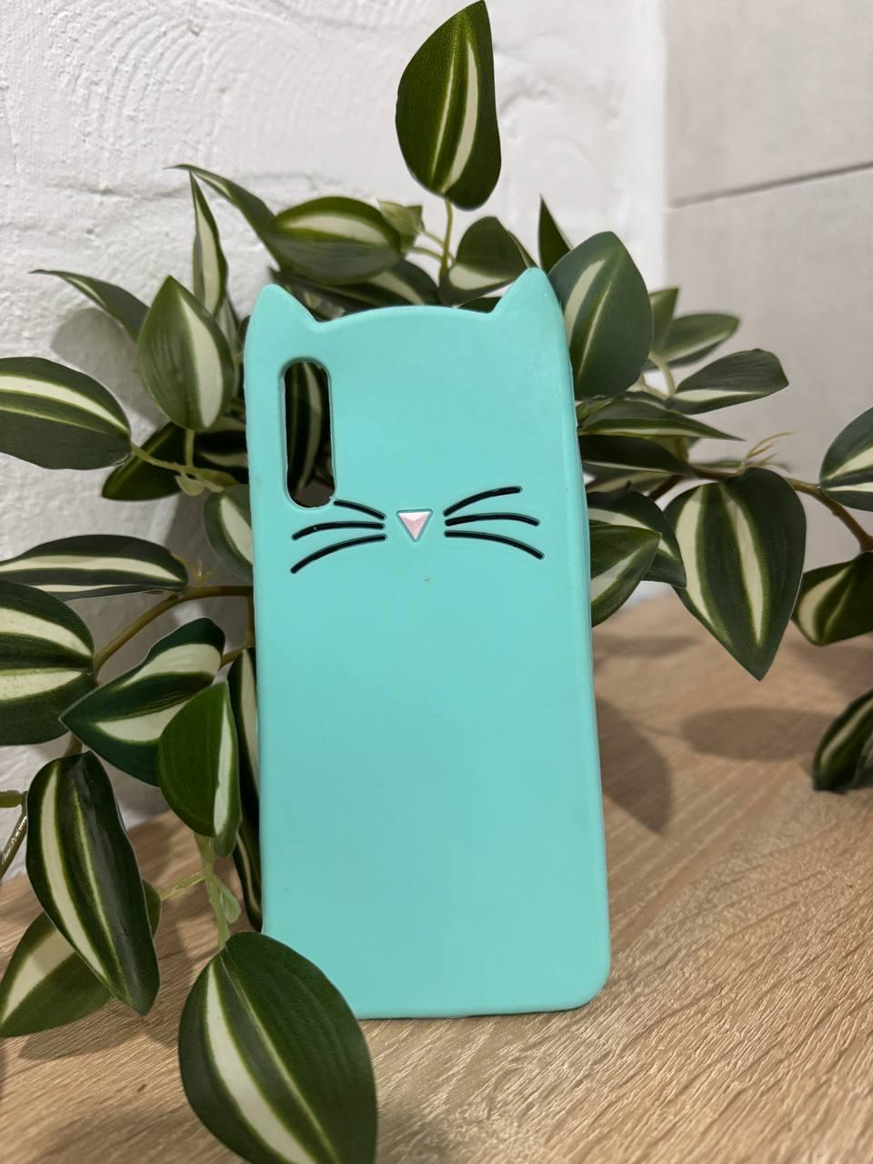 Силіконовий чохол для Samsung Galaxy А50 - 3D Cat (Кіт з вусами), М'ятний
