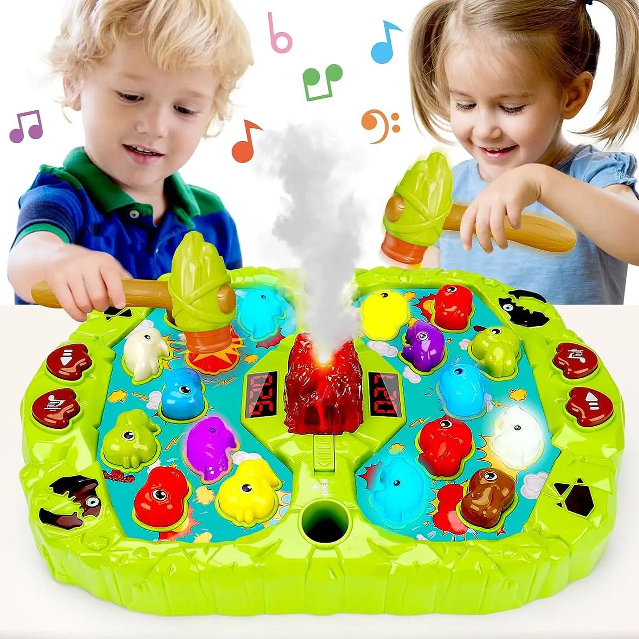 Розвиваюча музична стукалка з вулканом випускає пар Інтерактивна динамічна гра звук підсвічування дисплей, фото 1