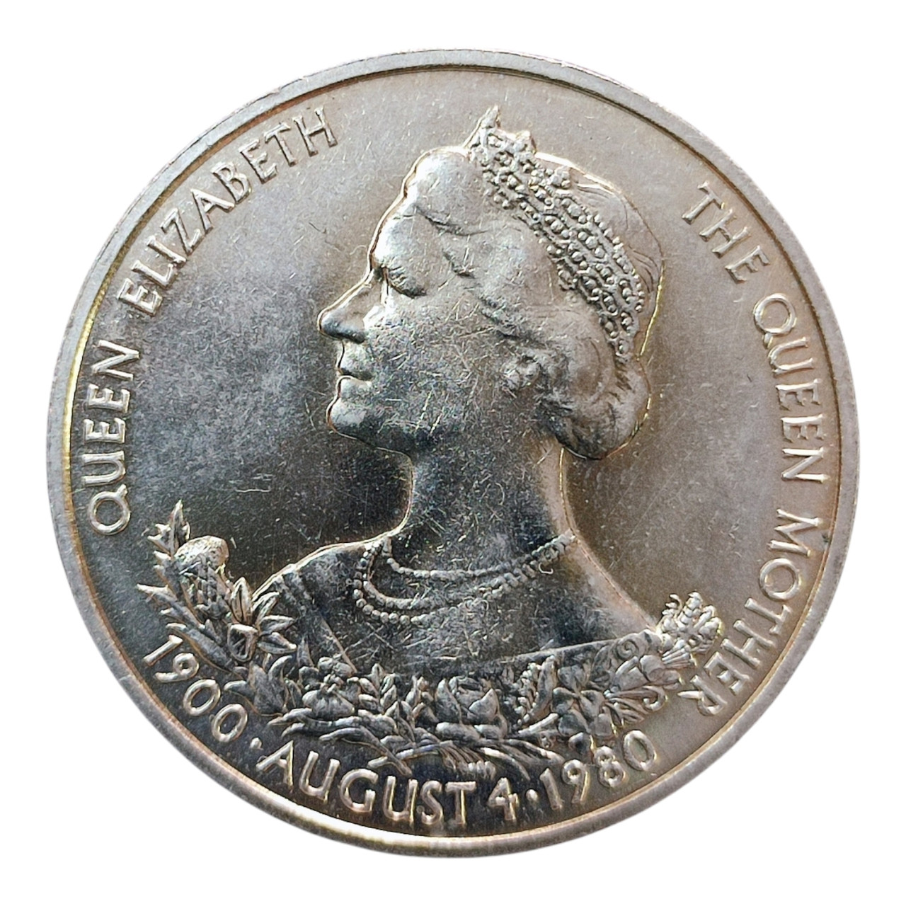 Гернсі 25 пенсів, 1980 80-та річниця - Королева-матір