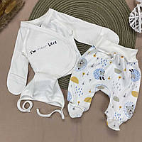 Комплект одежды детский 3 ед. унисекс RoyalBaby Ёжики, I m New Here (интерлок) на рост 56, 0-3 мес
