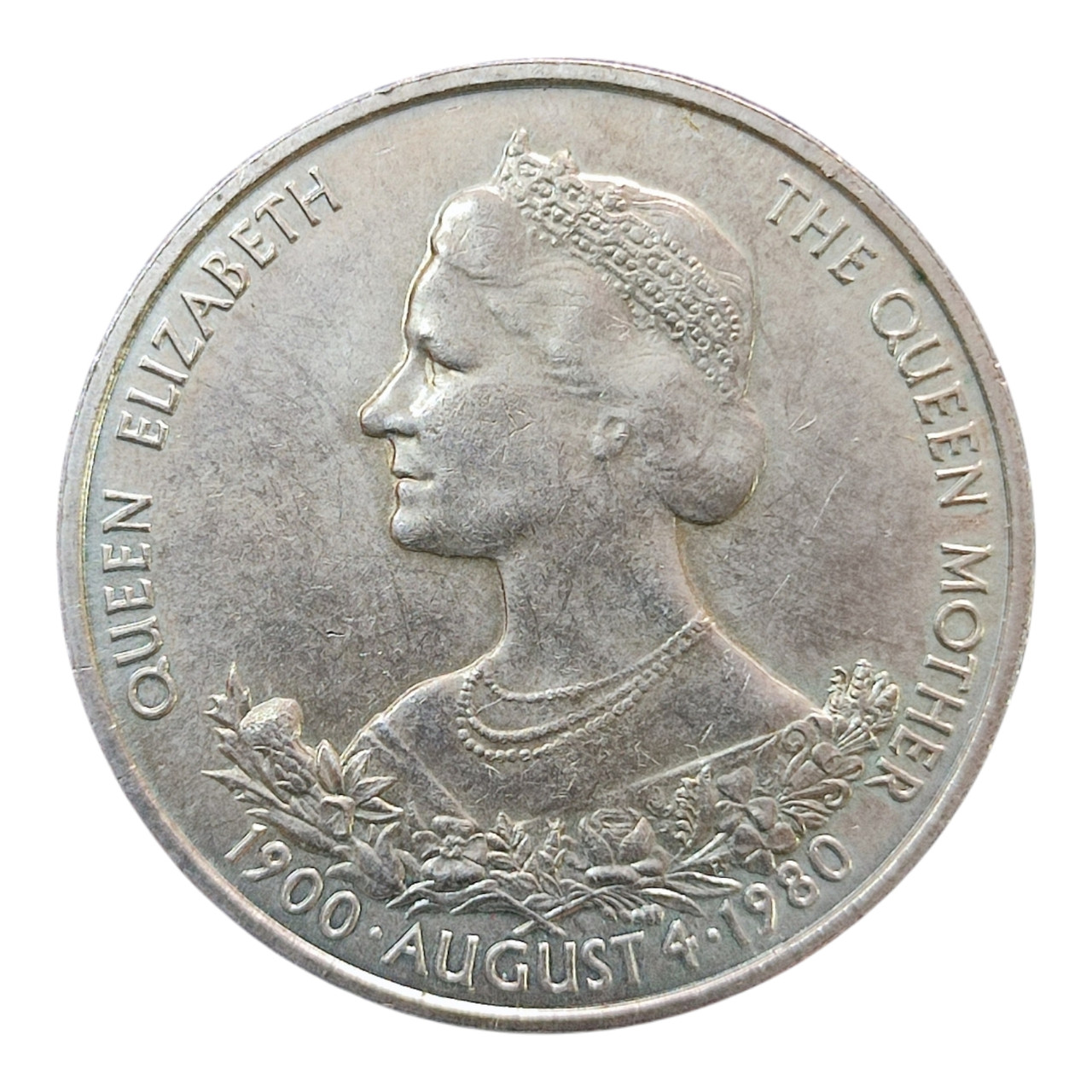 Гернсі 25 пенсів, 1980 80-та річниця - Королева-матір