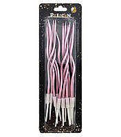 Набір свічок для торта коктейльні рожевий 12см в упаковці 12шт