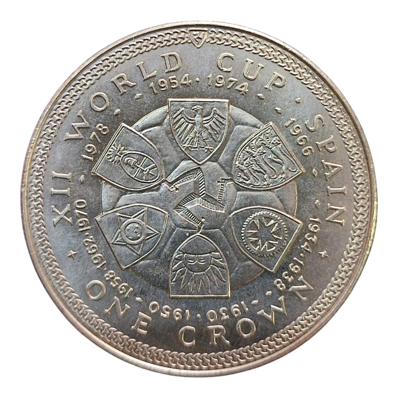 Острів Мен 1 крона, 1982 Чемпіонат світу з футболу 1982, Іспанія - герби