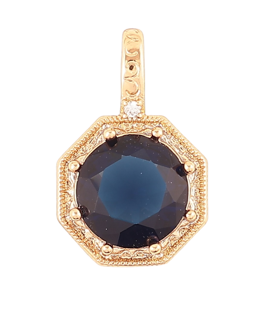 Кулон Xuping Позолота 18K «Синій фіаніт у фігурній оправі» для ланцюжка до 4мм