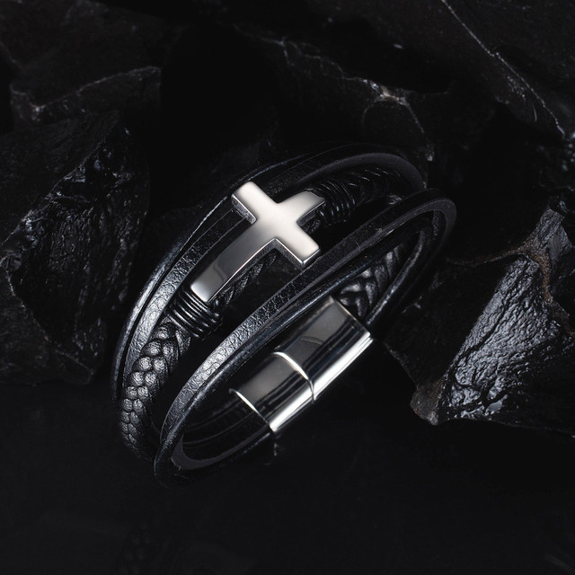 Браслет чоловічий шкіряний Secret Cross Silver Браслет чоловічий шкіряний Secret Cross Silver