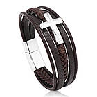 Браслет чоловічий шкіряний Secret Cross Коричневий, фото 5