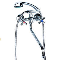 Змішувач PM 1/2" для ванни гусак вигнутий дивертор вбудований картріджний AQUATICA (PM-2C457C)