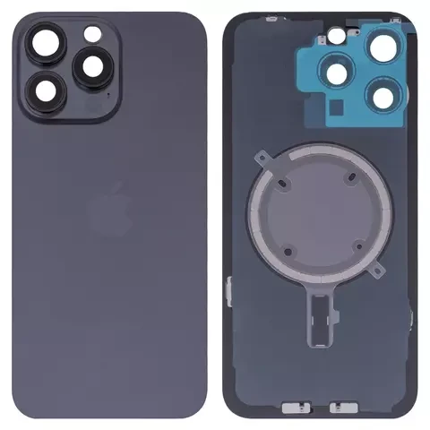 Задня панель корпусу для iPhone 15 Pro Max, чорна, зі склом камери, small hole, фото 1