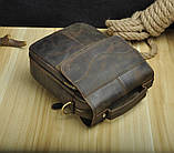Чоловіча сумка через плече Натуральня шкіра Барсетка Чоловіча шкіряна сумка для документів CRAZY HORSE Коричнева, фото 8