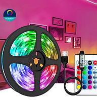 Світлодіодна стрічка багатобарвна RGB 10 м Led c пультом LED-стрічка світлодіодна смуга RGB стрічка 10 метрів