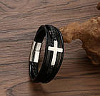 Браслет чоловічий шкіряний Secret Cross Silver, фото 2