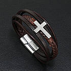 Браслет чоловічий шкіряний Secret Cross Коричневий, фото 4