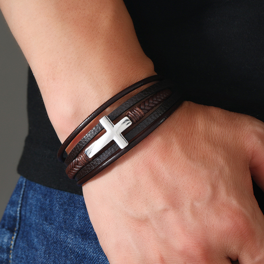 Браслет чоловічий шкіряний Secret Cross Коричневий, фото 1