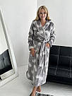 Халат МАХРОВИЙ ВЕЛСОФТ ПІР'ЯЧКО жіночий довгий СІРИЙ 1320-42, фото 3